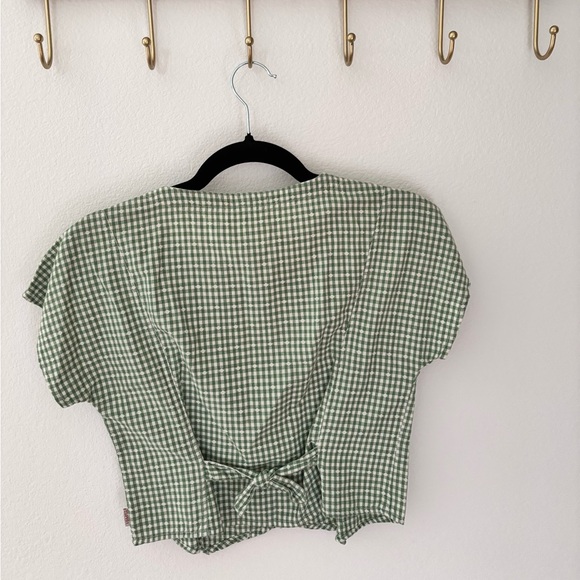 Vintage Esprit Green Checkered Blouse with hand painted buttons size XSmall - Picture 12 of 15
